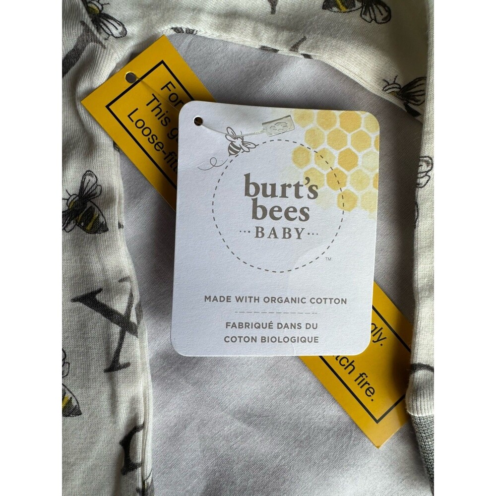 Burt’s Bees Baby Organic Cotton Bee Alphabet Coverall  Zip 18M Long Sleeve - Picture 2 of 7